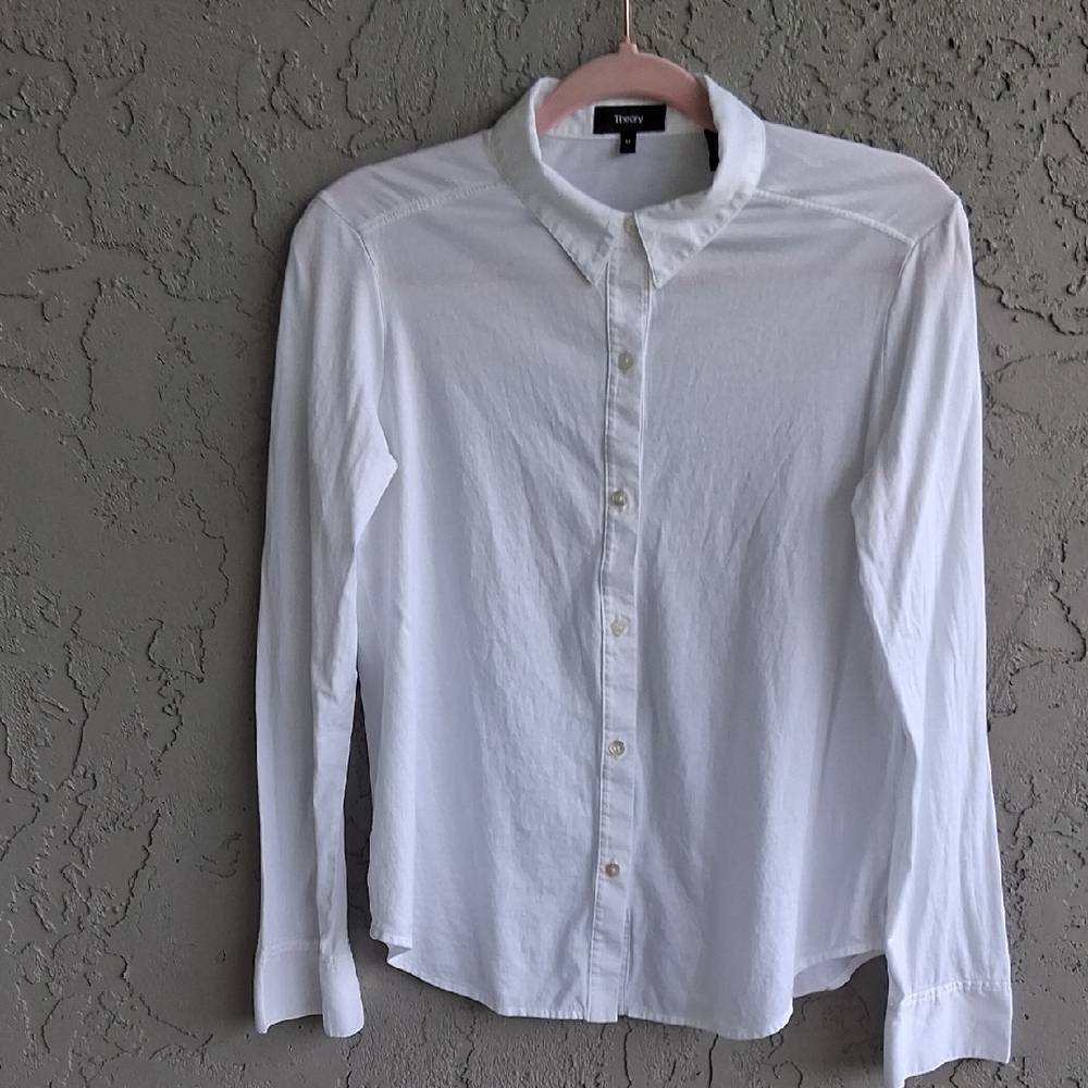 Theory White Classic Blouse Top